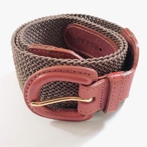 EUC size Large woven tan & brown Lands’ End belt